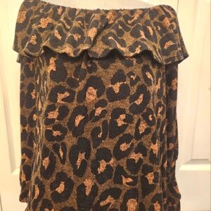 Fantastic Fawn Black and Brown Knit Top sz Med